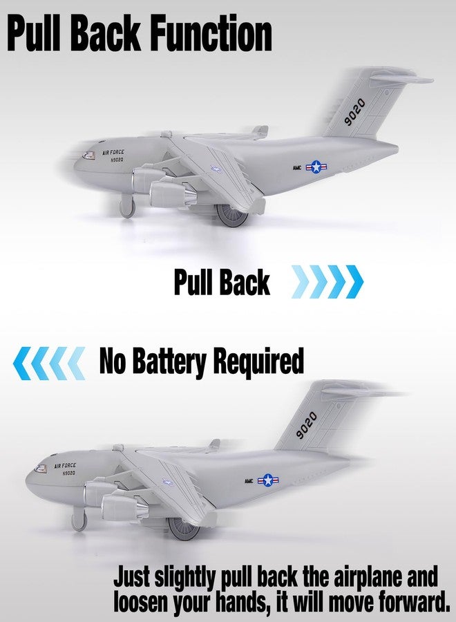 Crelloci Air Force Diecast Plane Toy with Lights & Sounds Pull Back, Grey Metal Military Model Airplane, Army Aircraft Fighter Toy, Play Vehicle for Kids Boys Toddlers Ages 3+ - Image 5